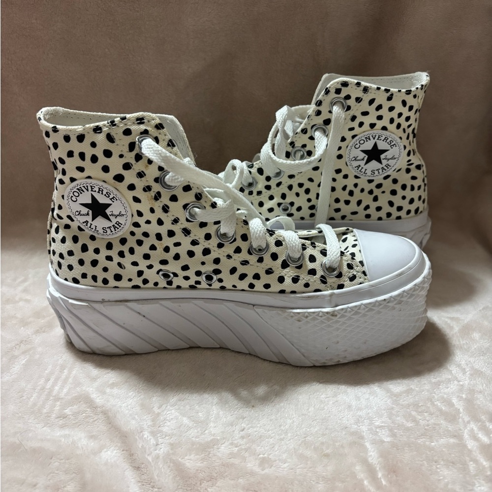 Converse Black and White Polka Dot High-Tops